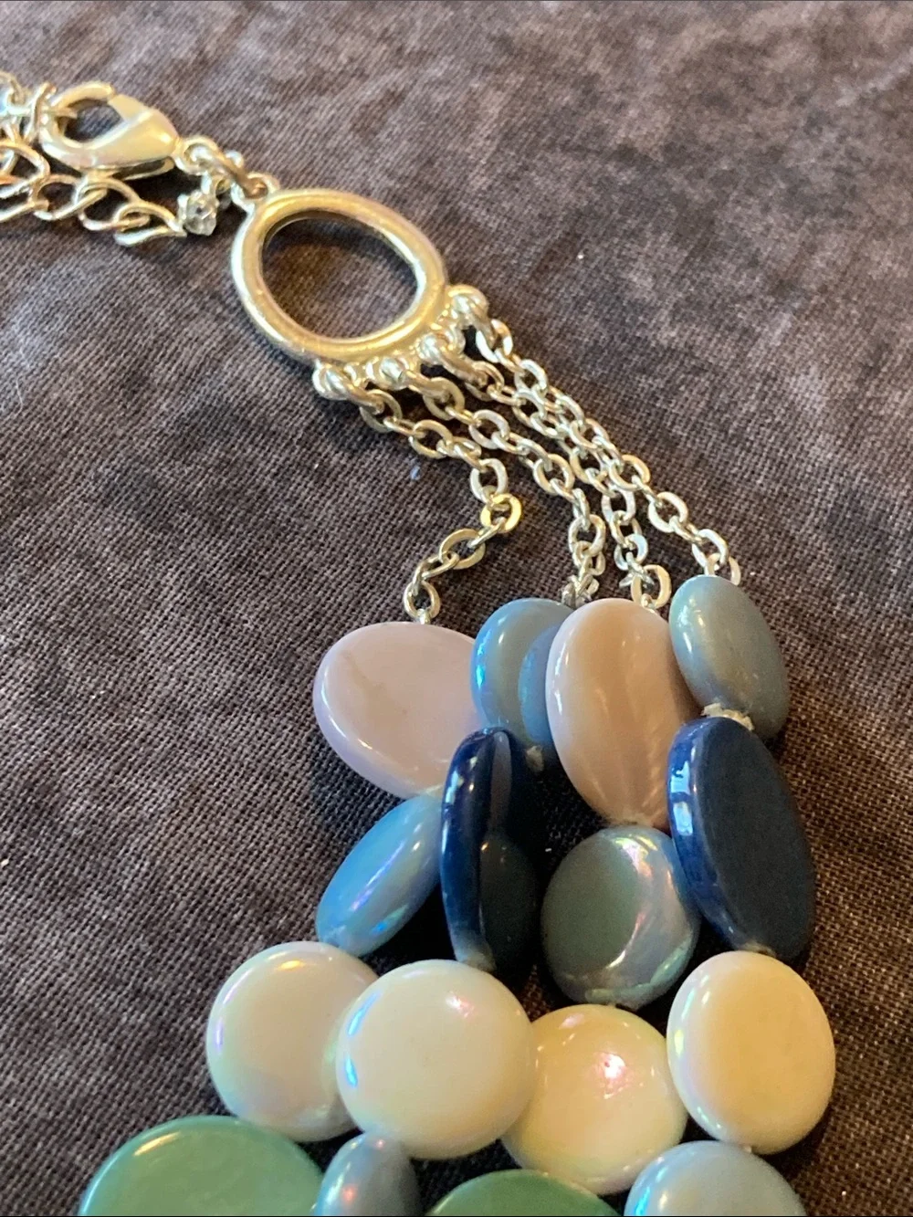 Multistrand Pastel Disc Necklace - Blue, Green, Pink